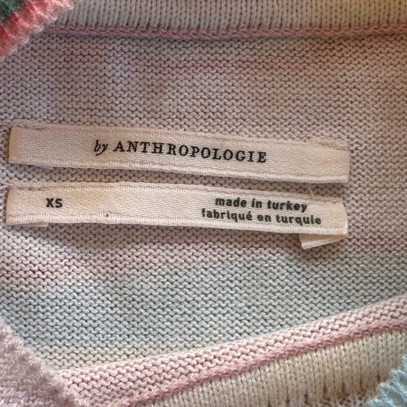 Anthropologie Short Sleeve Sweater Knit Top With Pastel Design Size XS EUC! - Picture 12 of 13
